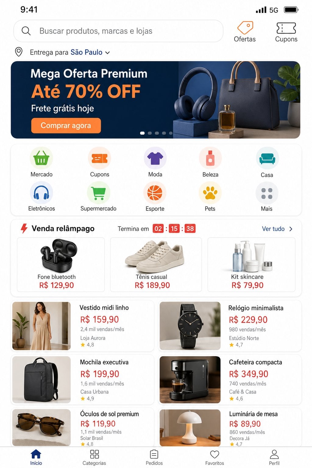 Homepage Mobile E-commerce Ultra-realista