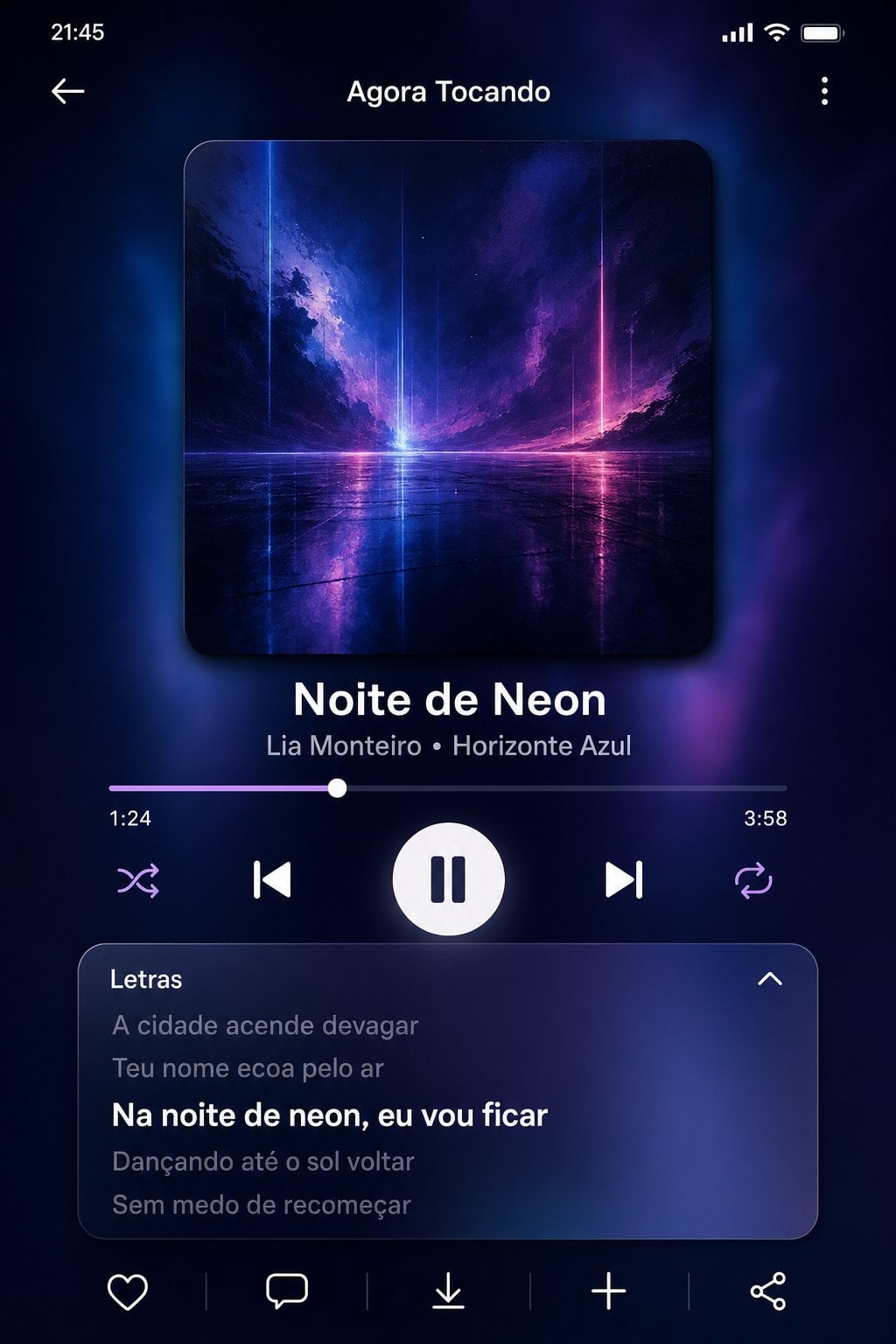 Reprodutor de Música Modo Escuro Mobile